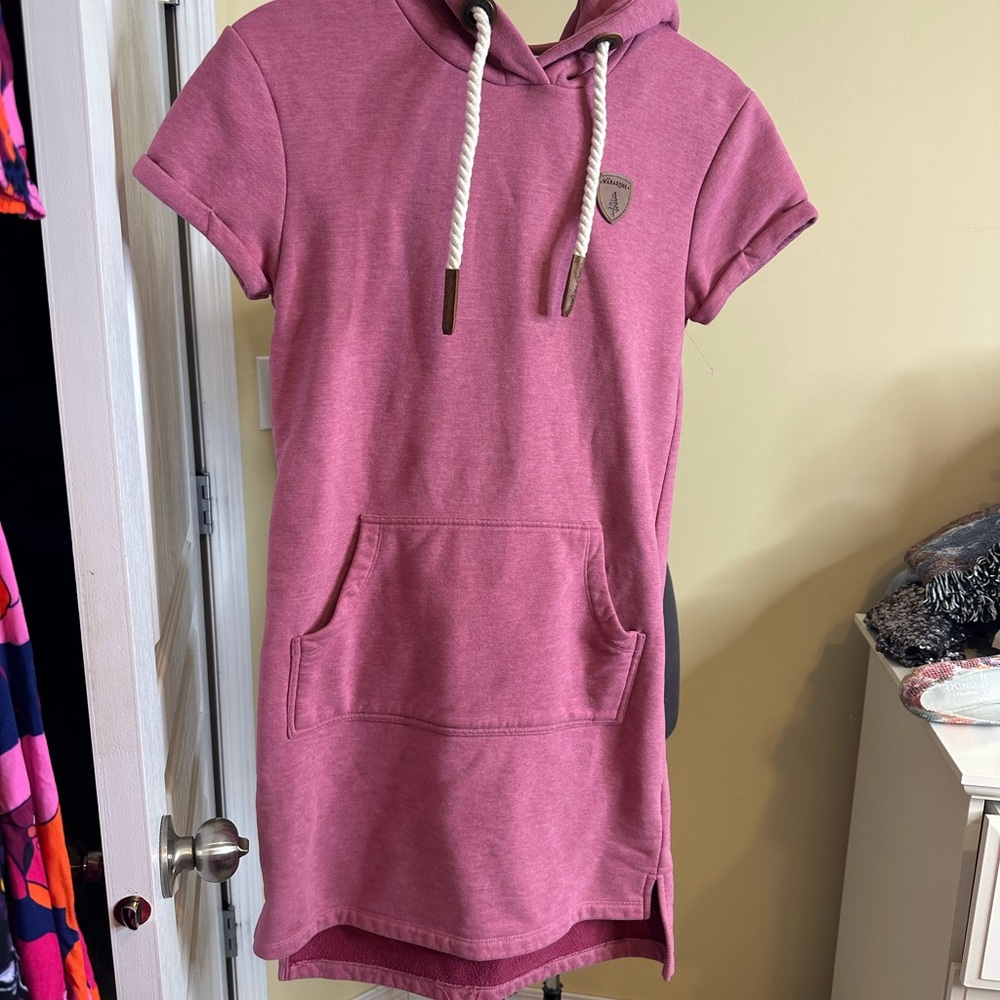 Nwot Wanakome Pink Hooded Dress with Front Pocket - Picture 12 of 14